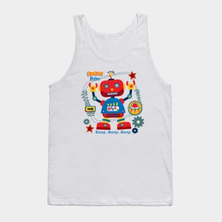 Space Robot Cartoon Tank Top